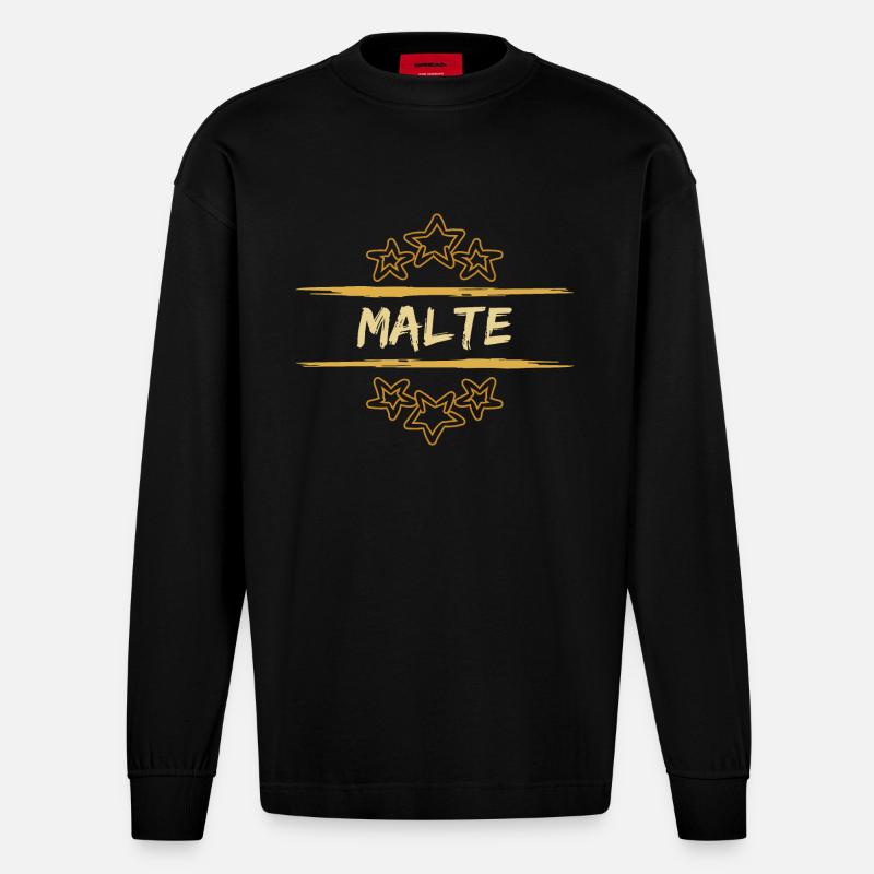 Malte als Malte - Heavyweight Oversized Organic Langarmshirt Made in EU - SOLID BLACK