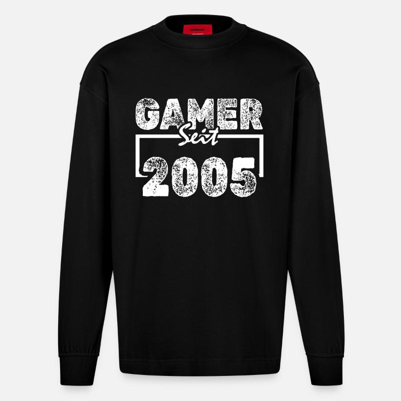 Zocken 2005 - Heavyweight Oversized Organic Langarmshirt Made in EU - SOLID BLACK