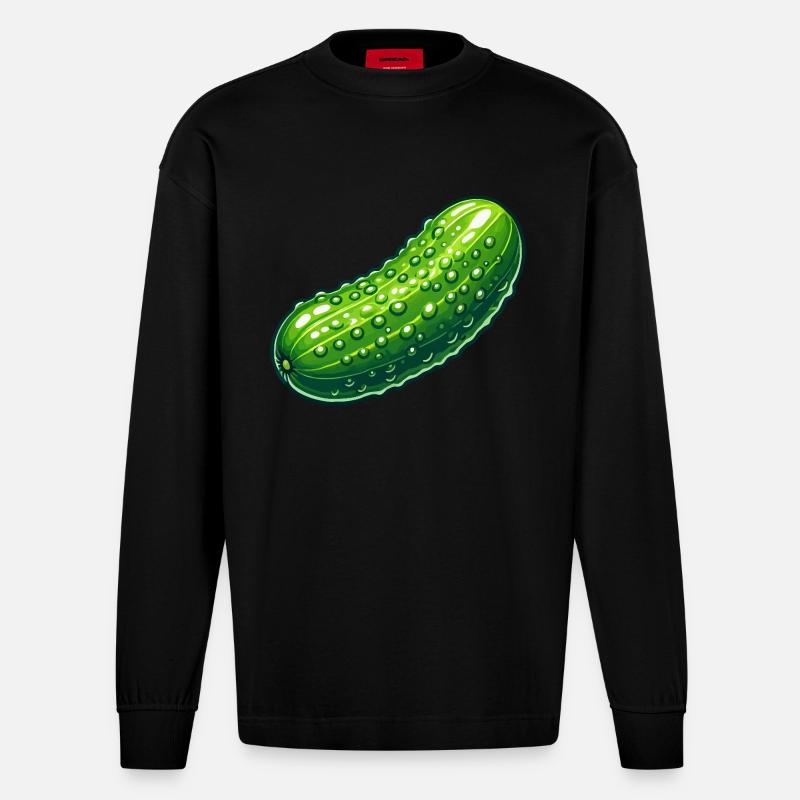 Cornichon courbée - Manches longues bio épais oversize fabriqué en UE - SOLID BLACK