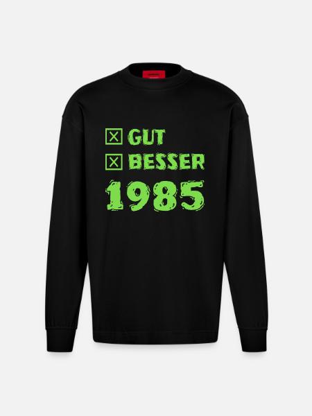Year 1985 - Heavyweight Oversized Organic Longsleeve Shirt Made in EU - SOLID BLACK
