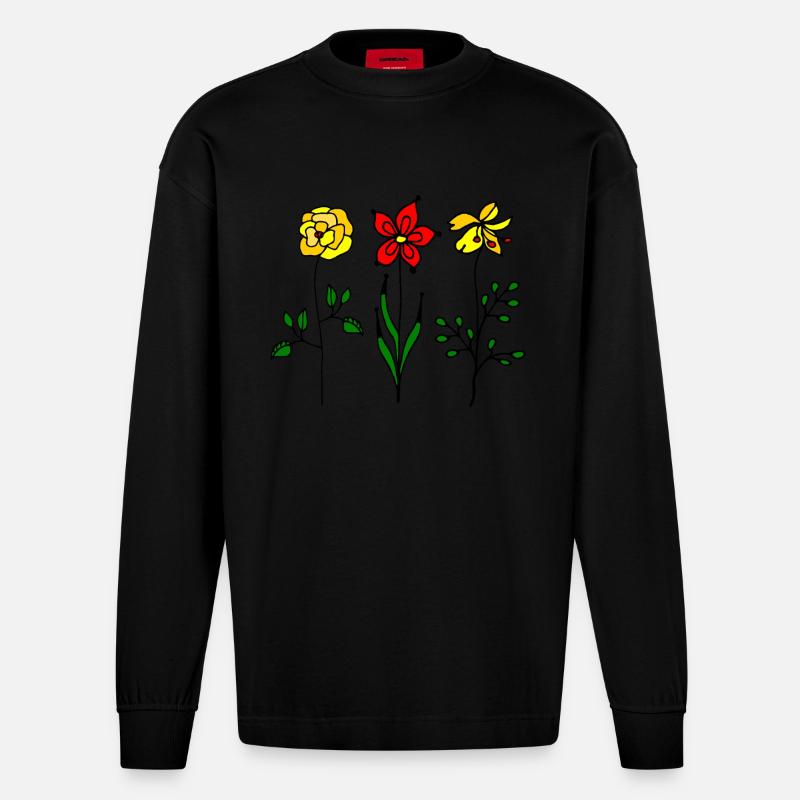 Fleur - Manches longues bio épais oversize fabriqué en UE - SOLID BLACK