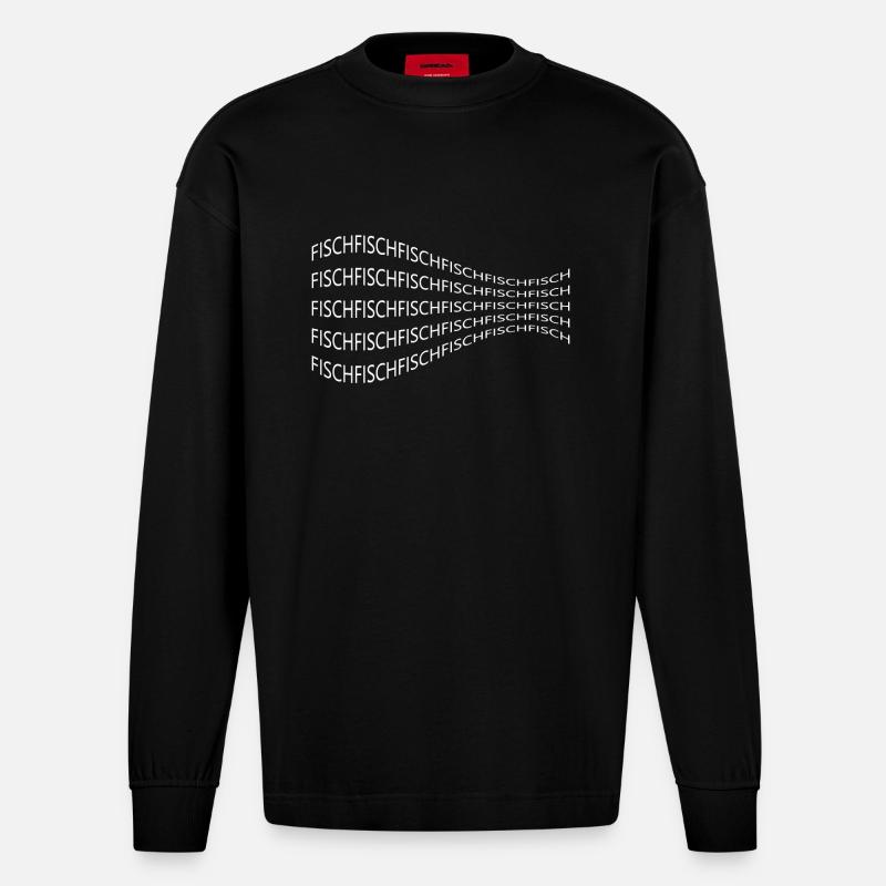 Fisch - Heavyweight Oversized Organic Langarmshirt Made in EU - SOLID BLACK