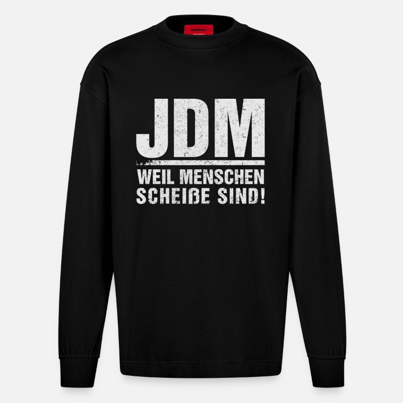JDM Menschen scheiße - Heavyweight Oversized Organic Langarmshirt Made in EU - SOLID BLACK