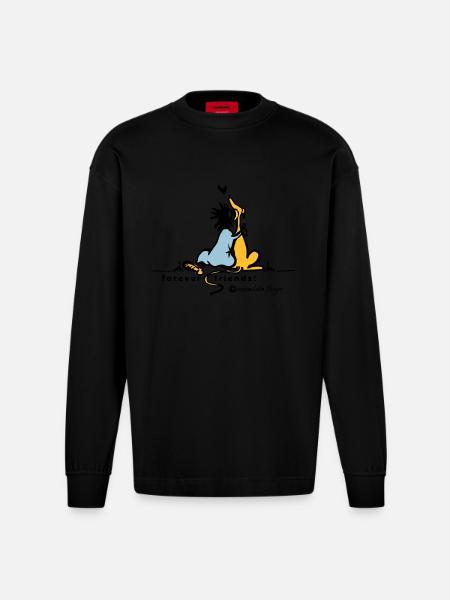 forever friends - Heavyweight Oversized Organic Longsleeve Shirt Made in EU - SOLID BLACK