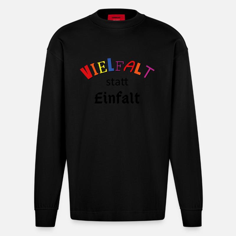 Vielfalt statt Einfalt - Heavyweight Oversized Organic Langarmshirt Made in EU - SOLID BLACK