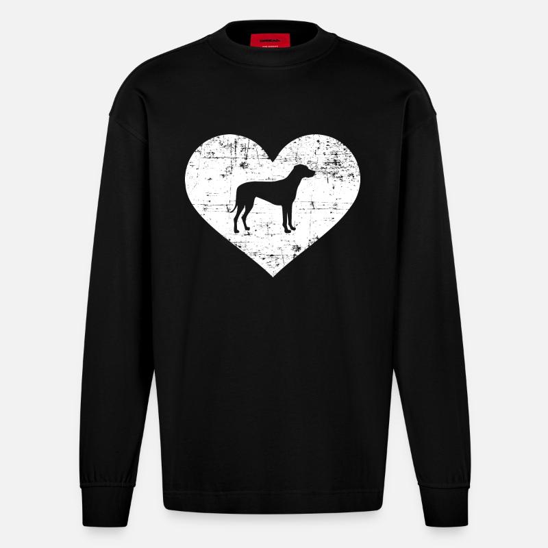 Rhodesian Ridgeback - Heavyweight Oversized Organic Langarmshirt Made in EU - SOLID BLACK