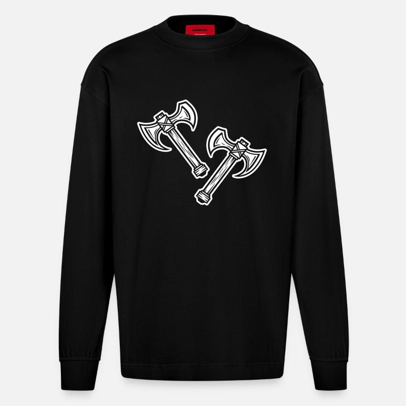 Axt Element - Heavyweight Oversized Organic Langarmshirt Made in EU - SOLID BLACK
