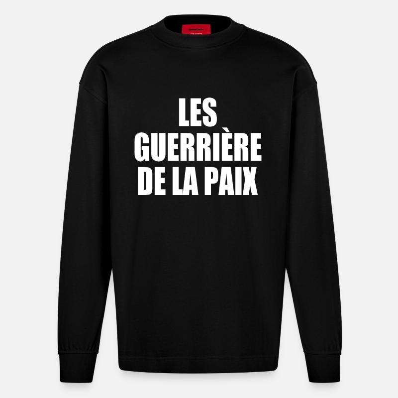 Die Krieger des Friedens - Heavyweight Oversized Organic Langarmshirt Made in EU - SOLID BLACK