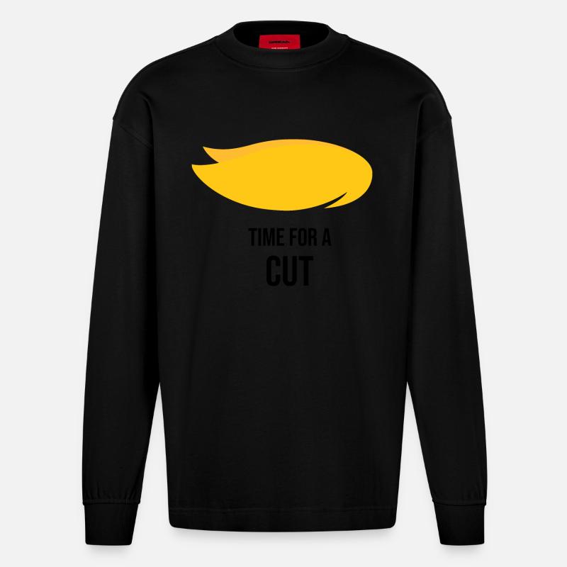 Il est temps de couper - Manches longues bio épais oversize fabriqué en UE - SOLID BLACK
