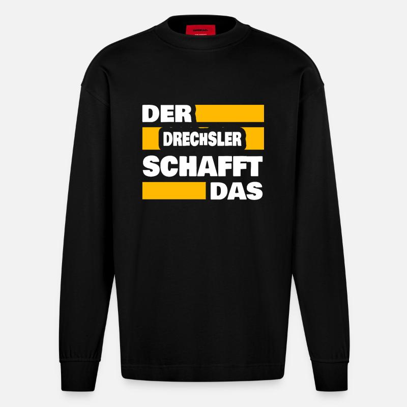 Drechsler als Arbeit - Heavyweight Oversized Organic Langarmshirt Made in EU - SOLID BLACK