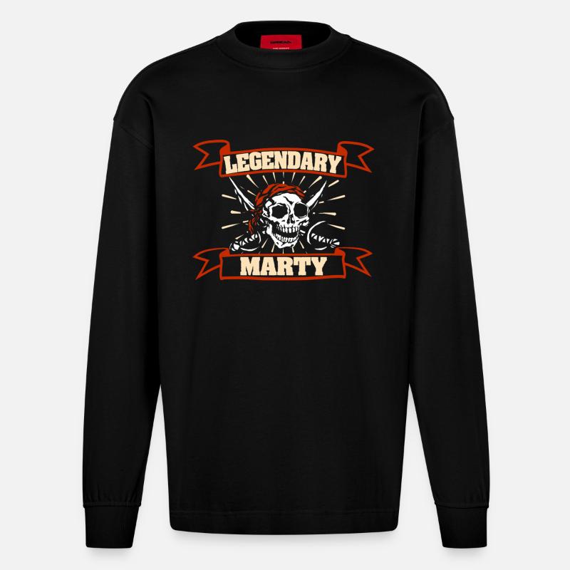 Geschenk für Marty - Heavyweight Oversized Organic Langarmshirt Made in EU - SOLID BLACK