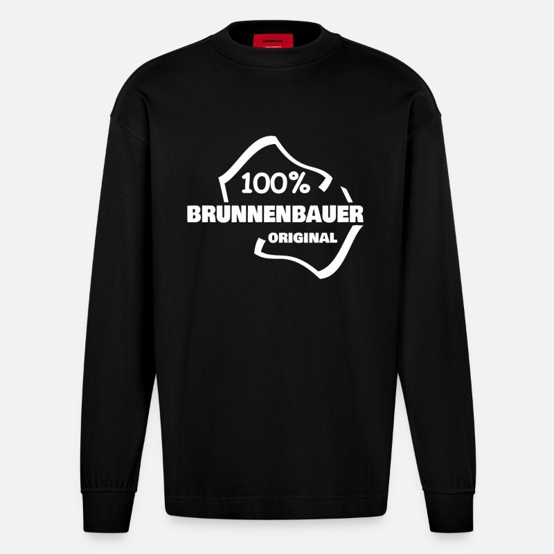 Beruf Brunnenbauer - Heavyweight Oversized Organic Langarmshirt Made in EU - SOLID BLACK