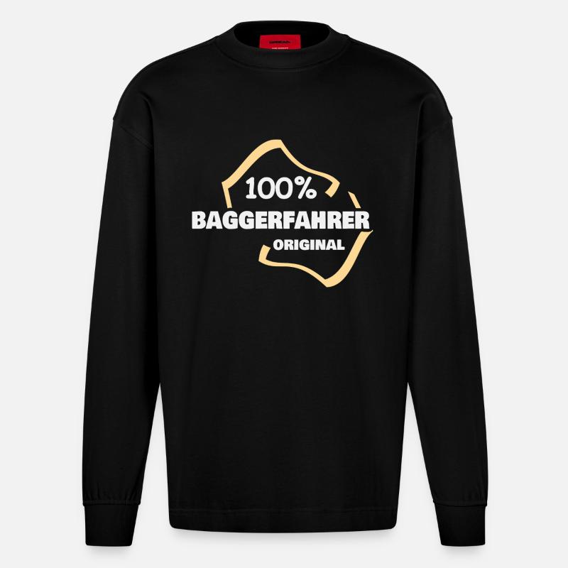 Baggerfahrer - Heavyweight Oversized Organic Langarmshirt Made in EU - SOLID BLACK