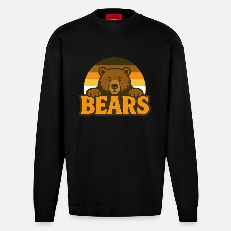 Bears Bearflag Pride Outfit - Heavyweight Oversized Organic Langarmshirt Made in EU - SOLID BLACK