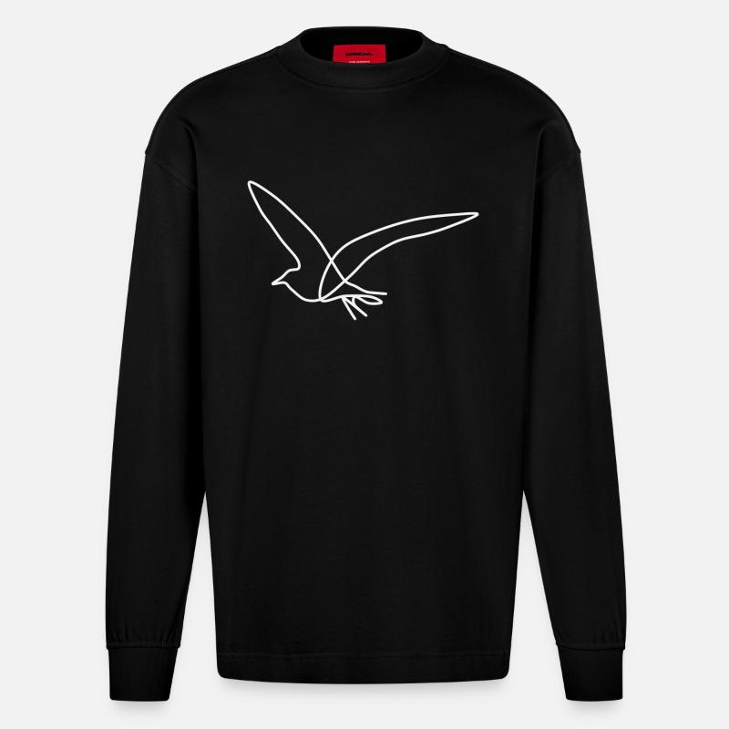 mouette - Manches longues bio épais oversize fabriqué en UE - SOLID BLACK