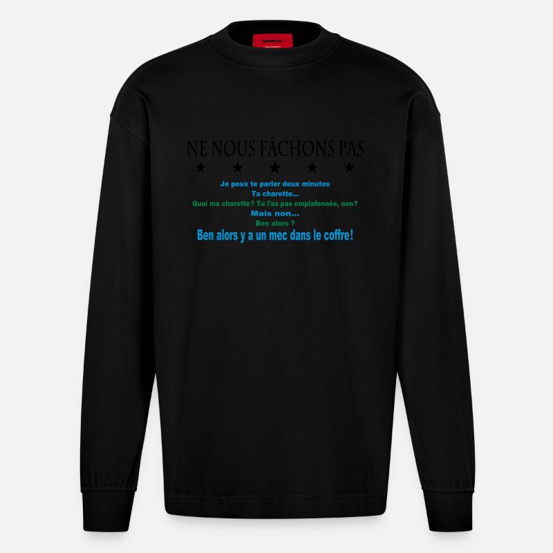 ne nous fâchons pas - Manches longues bio épais oversize fabriqué en UE - SOLID BLACK