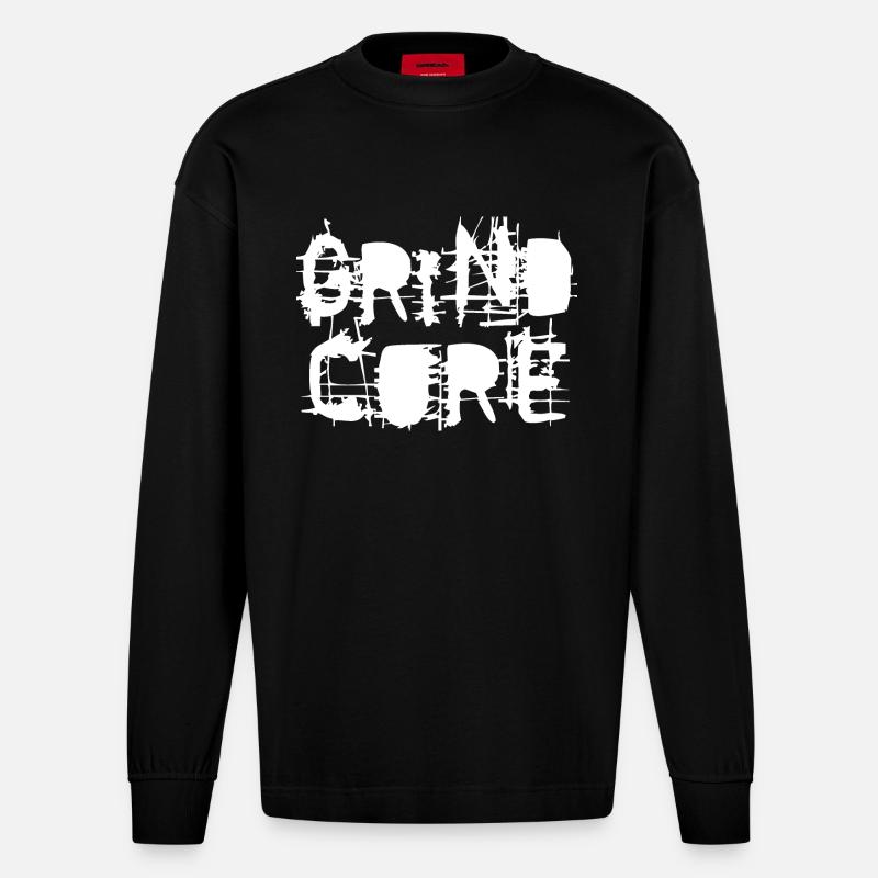 Grind Core - Heavyweight Oversized Organic Langarmshirt Made in EU - SOLID BLACK