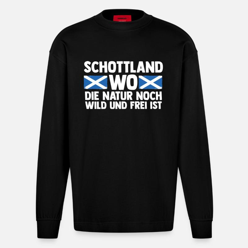 Ecossais Ecosse Ecosse Ecosse - Manches longues bio épais oversize fabriqué en UE - SOLID BLACK