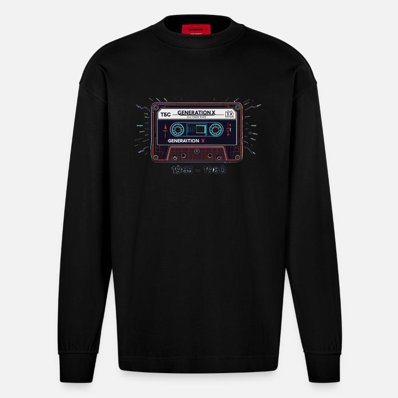generation x - Heavyweight Oversized Organic Langarmshirt Made in EU - SOLID BLACK