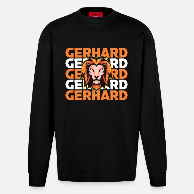 Löwe Gerhard - Heavyweight Oversized Organic Langarmshirt Made in EU - SOLID BLACK