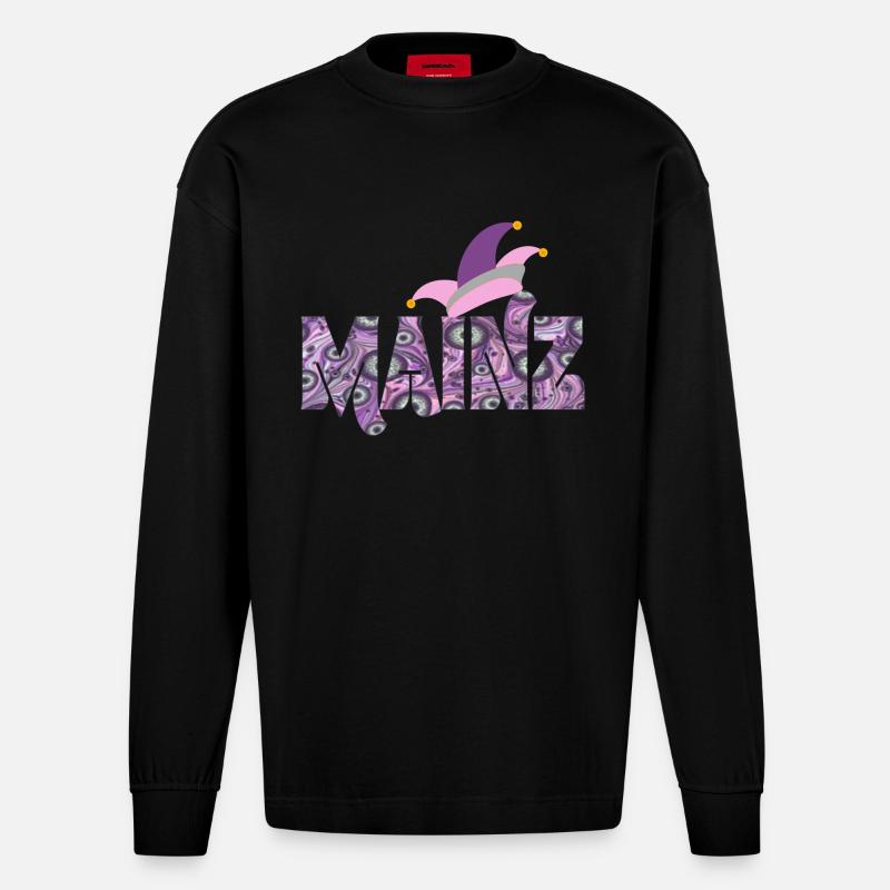 Mainz Carnival E 6 - Manches longues bio épais oversize fabriqué en UE - SOLID BLACK