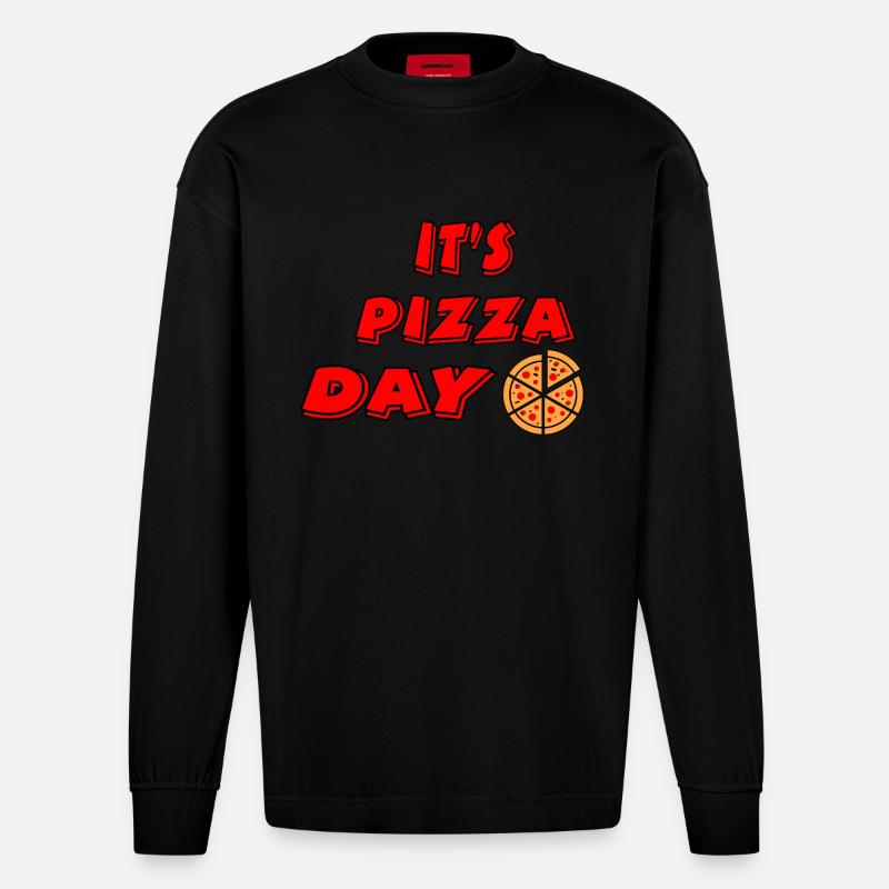 Pizza - Heavyweight Oversized Organic Langarmshirt Made in EU - SOLID BLACK