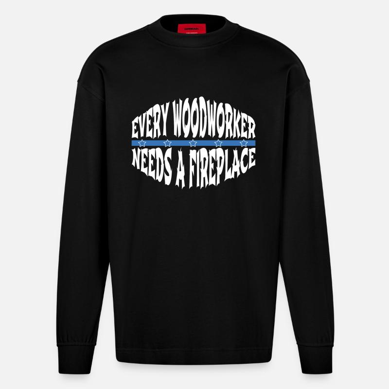 chainsaw carpenter apprentice - Heavyweight Oversized Organic Langarmshirt Made in EU - SOLID BLACK