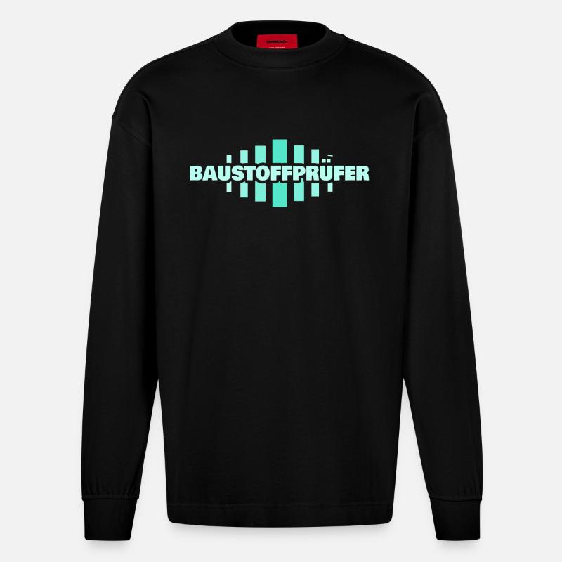 Beruf Baustoffprüfer - Heavyweight Oversized Organic Langarmshirt Made in EU - SOLID BLACK