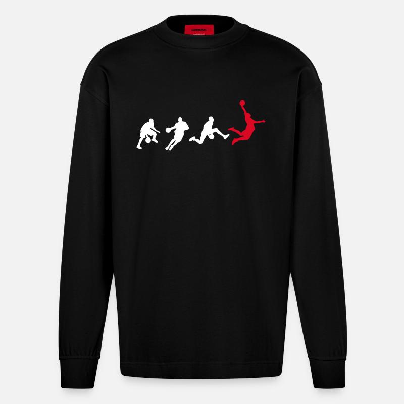 Basket-ball Basketteur Evolution Dunk - Manches longues bio épais oversize fabriqué en UE - SOLID BLACK