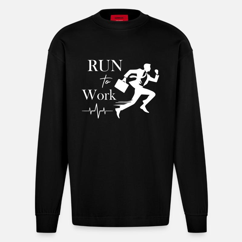 Run to Work - Heavyweight Oversized Organic Langarmshirt Made in EU - SOLID BLACK