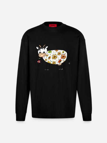 Vache - Manches longues bio épais oversize fabriqué en UE - SOLID BLACK