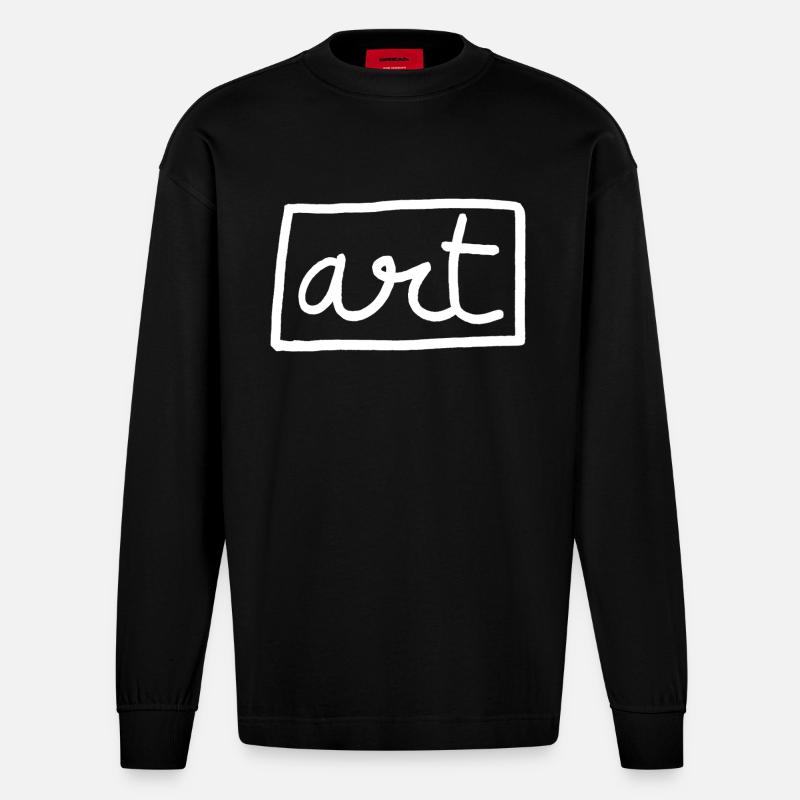 KUNST WEISSES LOGO #2 - Heavyweight Oversized Organic Langarmshirt Made in EU - SOLID BLACK
