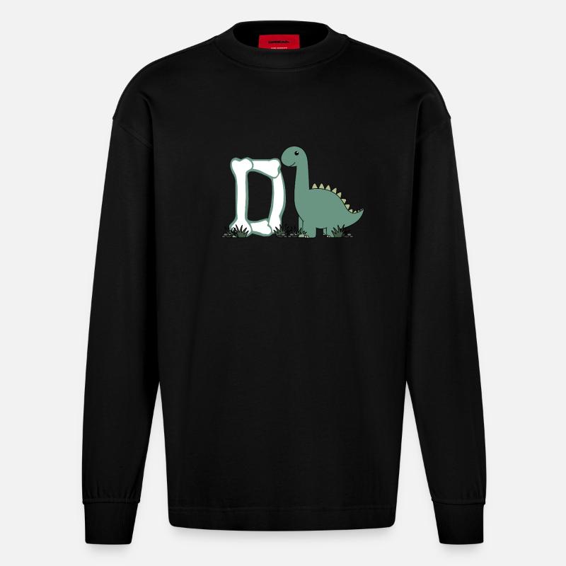 Buchstabe D - Heavyweight Oversized Organic Langarmshirt Made in EU - SOLID BLACK