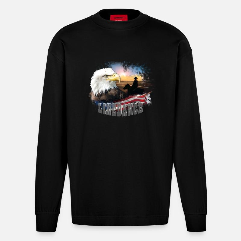 kl_linedance25a - Heavyweight Oversized Organic Langarmshirt Made in EU - SOLID BLACK