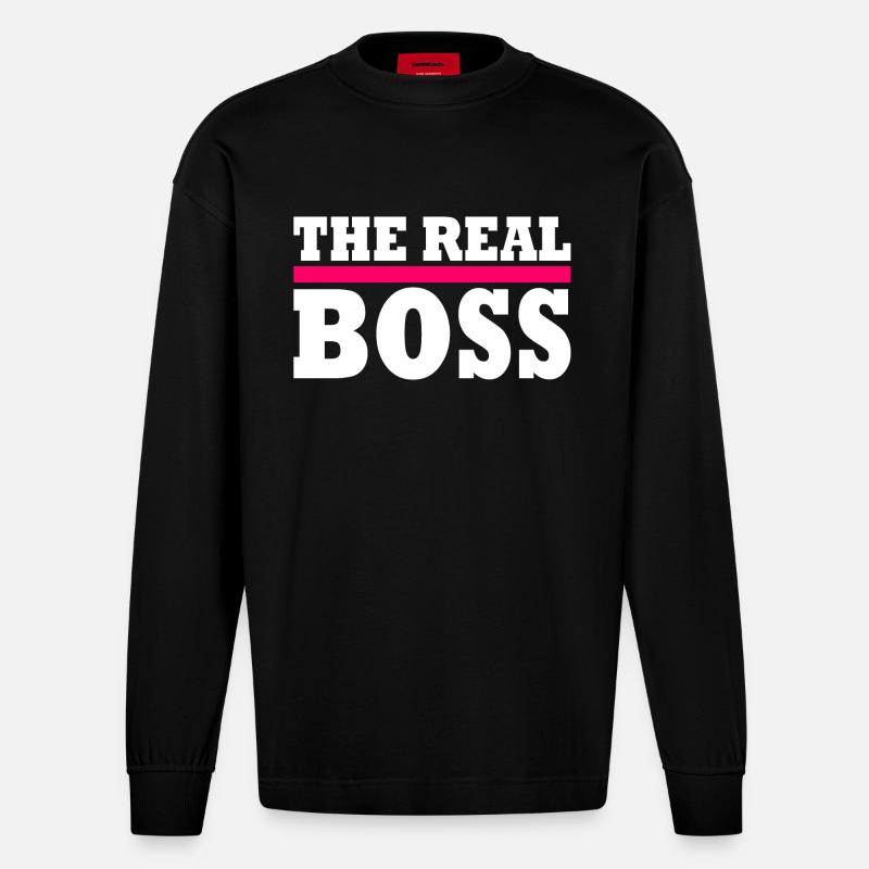 The real boss - Heavyweight Oversized Organic Langarmshirt Made in EU - SOLID BLACK
