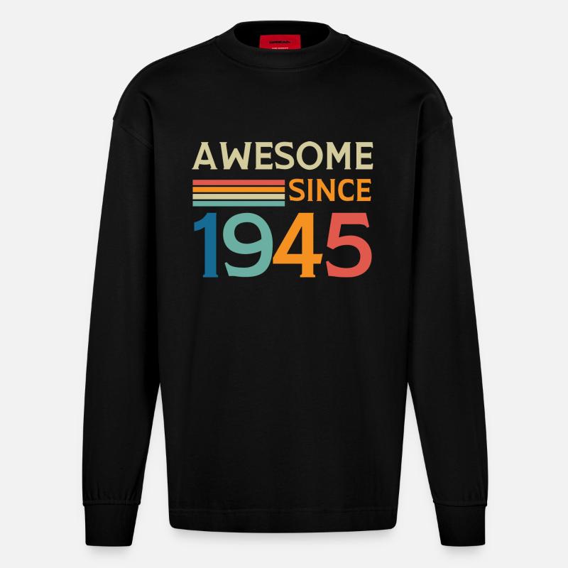Awesome since 1945 - Manches longues bio épais oversize fabriqué en UE - SOLID BLACK