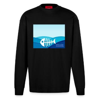 save the ocean - Heavyweight Oversized Organic Langarmshirt Made in EU - SOLID BLACK - Vorne