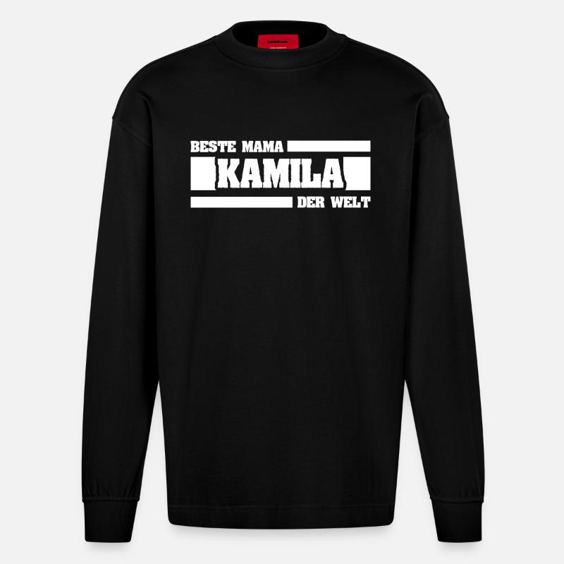Gift for Kamila - Heavyweight Oversized Organic Longsleeve Shirt Made in EU - SOLID BLACK