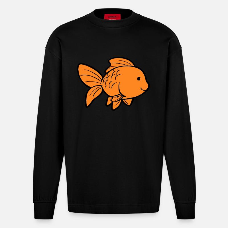 fisch goldfisch - Heavyweight Oversized Organic Langarmshirt Made in EU - SOLID BLACK