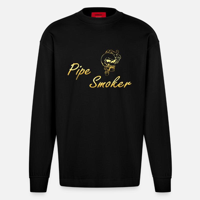 Pipe Smoker - Heavyweight Oversized Organic Langarmshirt Made in EU - SOLID BLACK