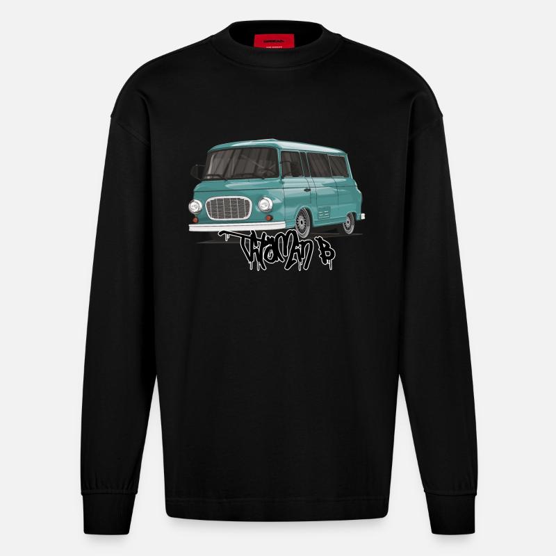 Barkas B1000 // Illustration - Heavyweight Oversized Organic Langarmshirt Made in EU - SOLID BLACK