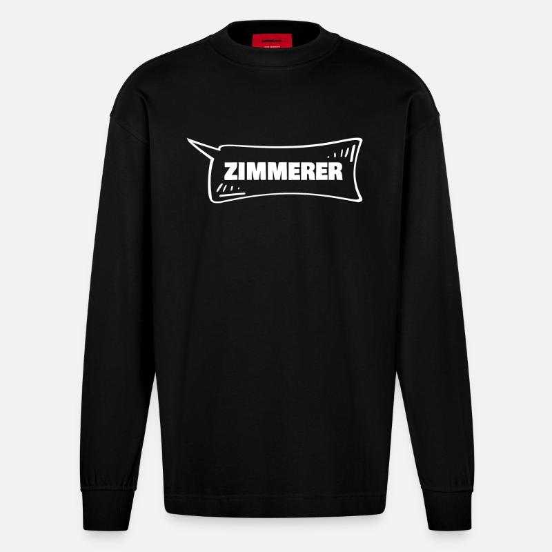 Sprechblase Zimmerer - Heavyweight Oversized Organic Langarmshirt Made in EU - SOLID BLACK