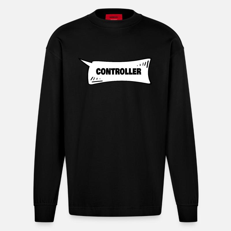 Sprechblase Controller - Heavyweight Oversized Organic Langarmshirt Made in EU - SOLID BLACK
