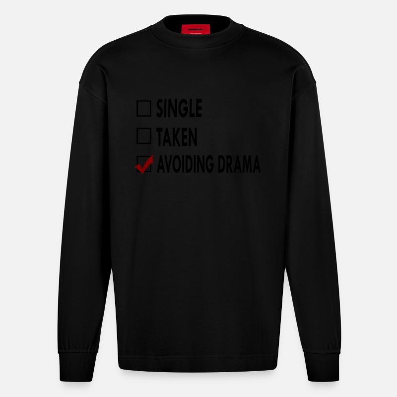 SINGLE noir blanc AVOIDING - Manches longues bio épais oversize fabriqué en UE - SOLID BLACK