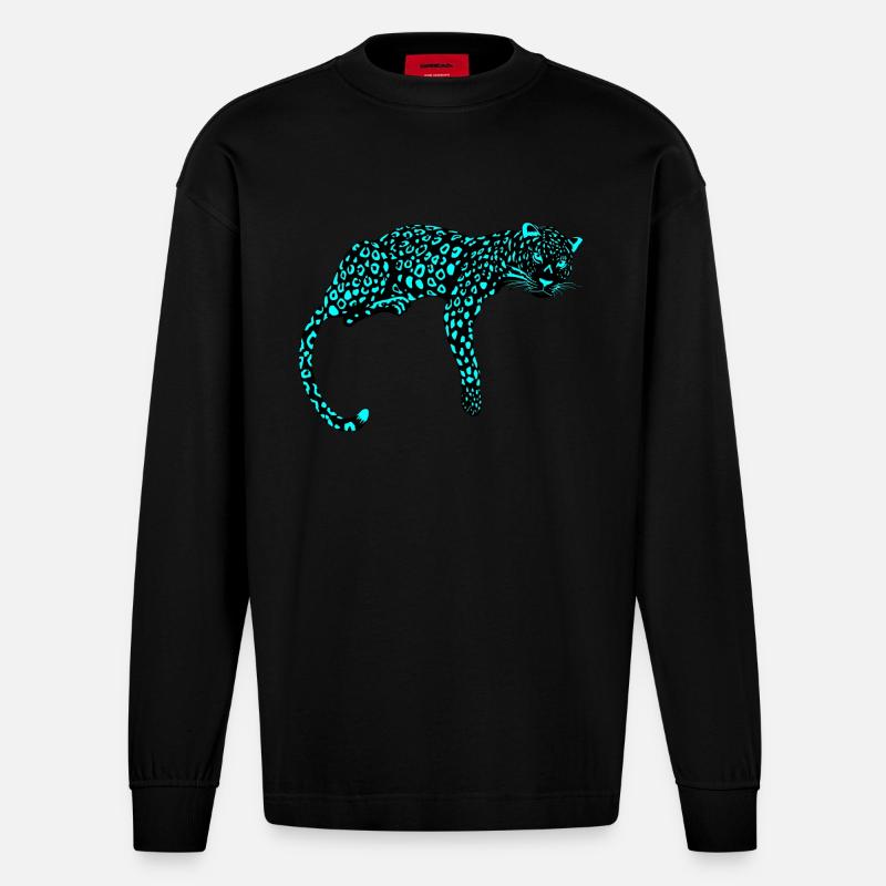 Neopard-ICE - Heavyweight Oversized Organic Langarmshirt Made in EU - SOLID BLACK