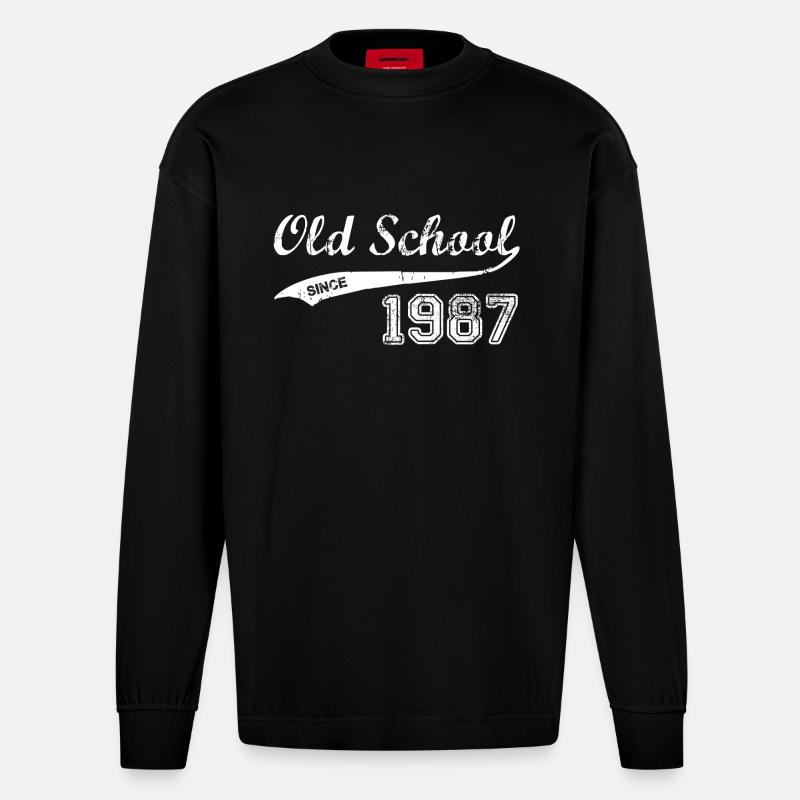 1987 - Heavyweight Oversized Organic Langarmshirt Made in EU - SOLID BLACK