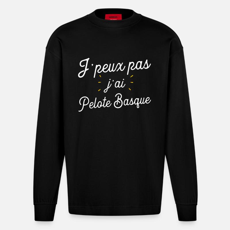 J'ai pelote basque cadeau - Manches longues bio épais oversize fabriqué en UE - SOLID BLACK