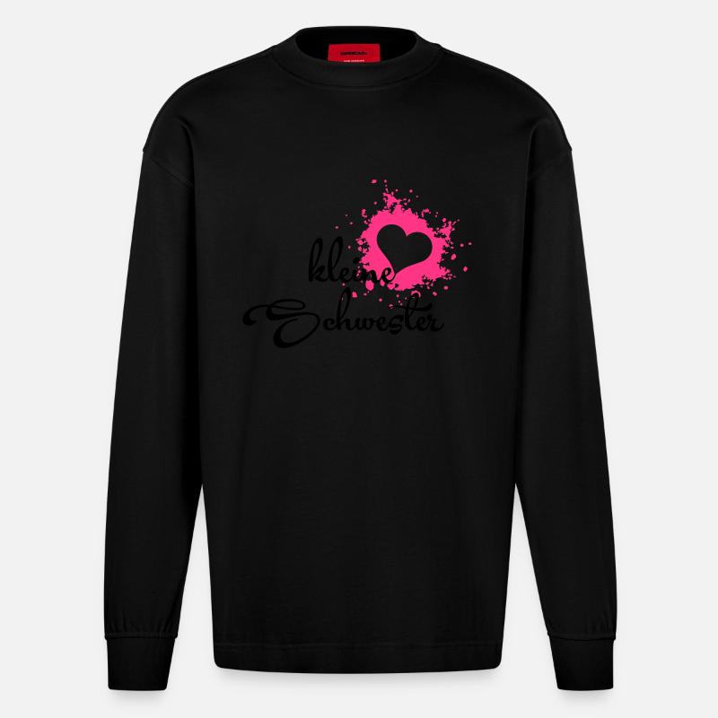 Kleine Schwester - Heavyweight Oversized Organic Langarmshirt Made in EU - SOLID BLACK