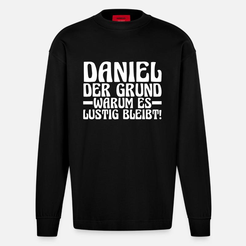Prénom Daniel - Manches longues bio épais oversize fabriqué en UE - SOLID BLACK