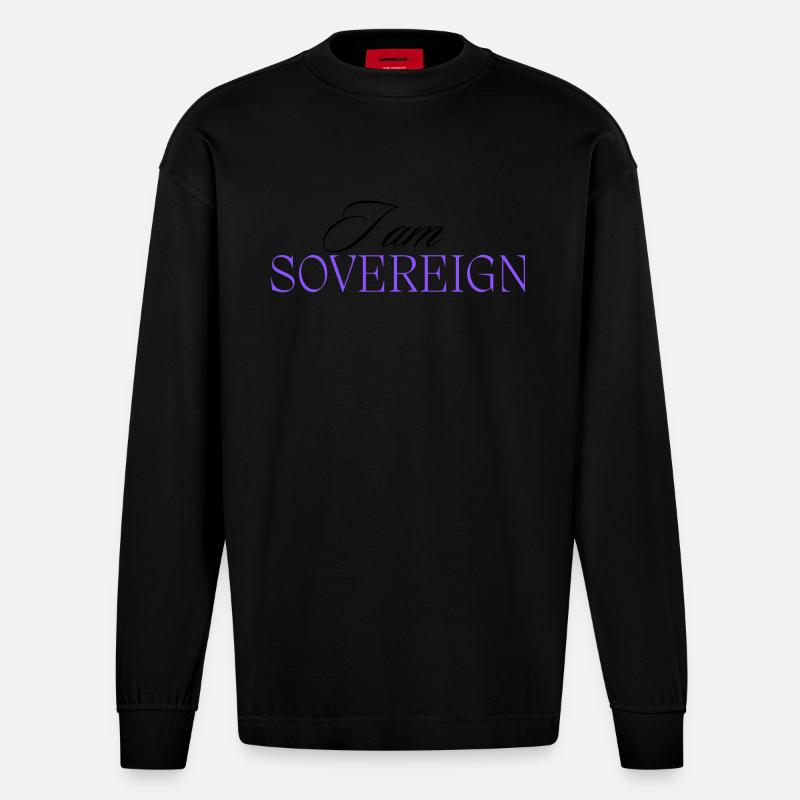 Ich bin souverän 3 - Heavyweight Oversized Organic Langarmshirt Made in EU - SOLID BLACK